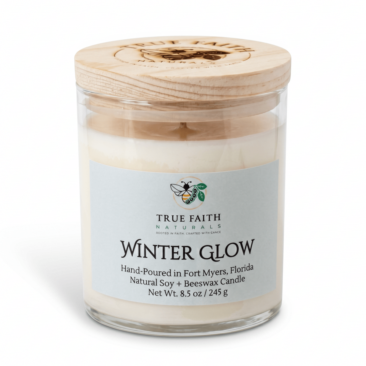 Winter Glow Christmas Candle – 8.5 oz Clear Jar - True Faith Naturals