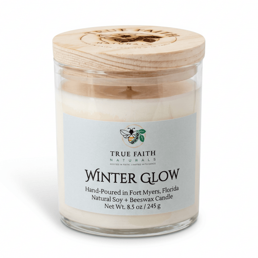 Winter Glow Christmas Candle – 8.5 oz Clear Jar - True Faith Naturals
